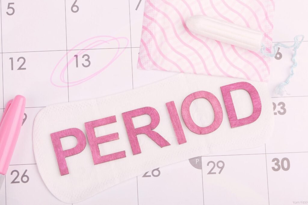 Kalender met gemarkeerde menstruatiedag